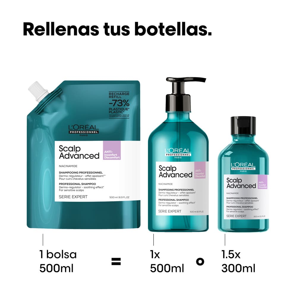 SHAMPOO REFILL L'ORÉAL PROFESSIONNEL SCALP ADVANCED (REFILL DE SHAMPOO PARA PARA CUERO CABELLUDO SENSIBLE )